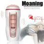 Male Masturbator Cup with Girl Moaning Interactive, Adult Sex Toys for Men with 10 Thrusting Modes 4D Realistic Vagina Pocket Pussy Automatic Stroker Masturbation USB Rechargeable Easy Clean