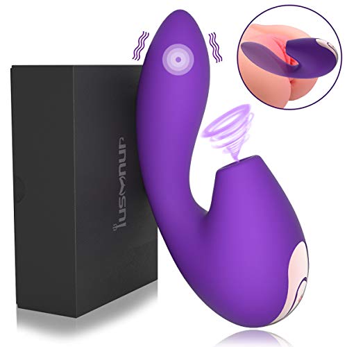 Clitoral Sucking Vibrator - Iusmnur Silicone Clit G Spot Dildo Vibrator with 5 Suction & 10 Vibration Modes Waterproof Rechargeable Oral Stimulator Adult Sex Toys for Women and Couple (Purple)