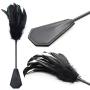 Ostrich Feather Tickler 2 Piece Set | Adult Sex Toys Whip and Riding Crop Slapper | Bondageromance Kit for Couples