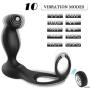 3-in-1 Vibrating Male Prostate Massager Anal Vibrator with Cock Ring and Ball Loop Remote Control 10 Vibration Modes Anal Plug Prostate Stimulator Anal Sex Toys for Men Women