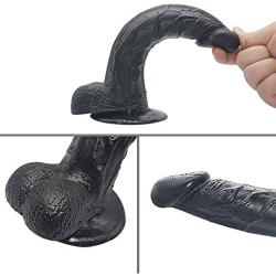 HYLHYL3-F Wòměns Rěǎlistic Lovely Wand Massager Female Soft Wand Black PVC Material（21cm/8.26“）