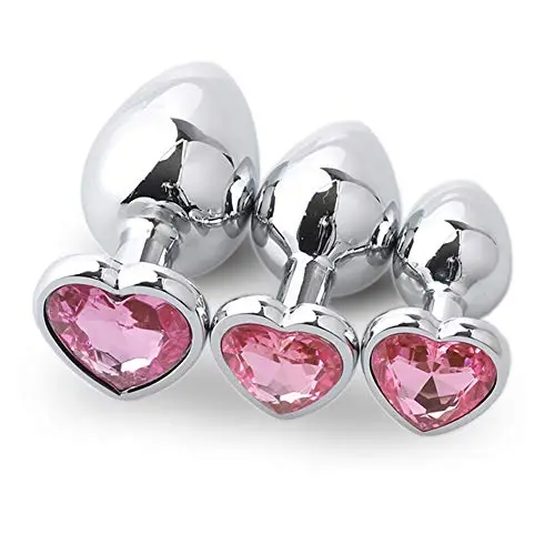 Escolourful 3PCS Amal Plug Stainless Steel Heart Shape Six-Toys for Men Women Beginners Escolourful 3PCS Amal Plug Stainless Steel Heart Shape Six-Toys for Men Women Beginners