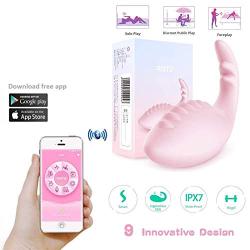 Bluetooth Wireless App Controlled Electric Massager Wearable Fitness Kegel Ball, 9 Innovation and 1000+ Frequencies, Double Vibration Waterproof and Rechargeable- USA Shipment (Pink)