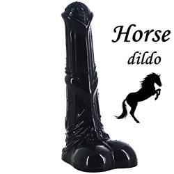 Big Animal Horse Dildo G Spot Stimuating Solid Ribbed Big Cock Size Female Masturbate Sex Toys Fetish Product Couple Flirting (Black)