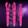 Vibrator, Nalone G-spot Rabbit Wand Massager Cordless - 7 Speeds - Rechargeable & Waterproof - Body Safe Silicone Vibrating Dildo Sex Toy for Women with Extra Head Sleeve (Pink)
