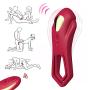 Vibrating Cock Ring for Couples, Double Ring Remote Control Penis Ring Vibrator with 9 Vibration Modes, Alona Rechargeable Vibrating Penis Enhancer Ring Vibrator (Red)