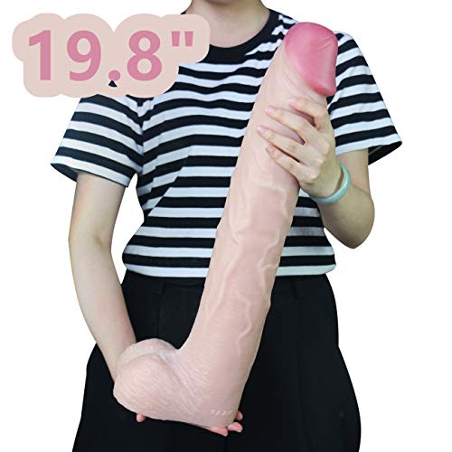 FAAK Super Thick Giant Phallus Realistic Dildo 50.5cm Novelties Sex Toy Simulation Penis Dildo Sex Toy for Women 083 (Skin Color)