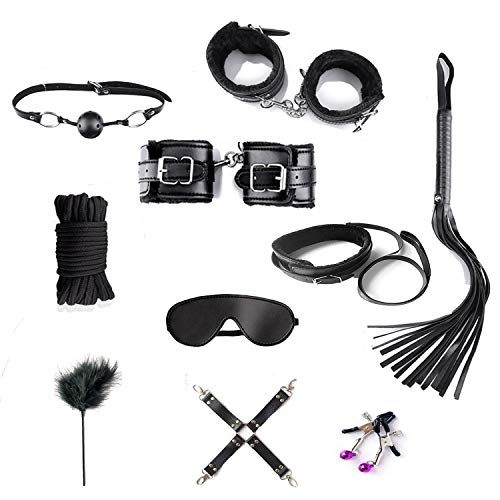 10 PCS/Set Massage Tools B`D`S`M B-ö-ň-dàgé Fétîsh Kits for Male Female (Black)