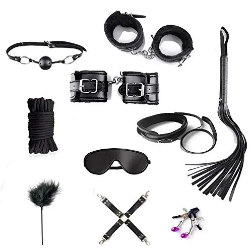 10 PCS/Set Massage Tools B`D`S`M B-ö-ň-dàgé Fétîsh Kits for Male Female (Black) 10 PCS/Set Massage Tools B`D`S`M B-ö-ň-dàgé Fétîsh Kits for Male Female (Black)