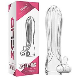 Love Fly Crystal Condom Cover Enlarger Extender Reusable Condom Sleeve Case Pumps Enlargers for Men Women and Couples New