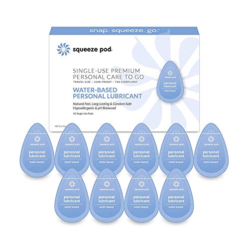 Squeeze Pod Water-Based Personal Lubricant – 10 Single-Use Pods – Leakproof, Discreet, Portable & TSA Travel Size. Hypoallergenic Lube for Women, Men, Couples. Natural Feel, Long Lasting WPL5