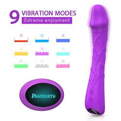 G Spot Vibrator with Fexible Shaft 9 Strong Vibration Patterns for Multiple Orgasms, PALOQUETH Waterproof Personal Dildo Vibrator for Clit Stimulation, Soft Silicone Rechargeable