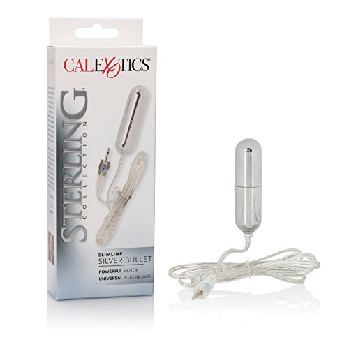 CalExotics Sterling Collection - Slim Wired Bullet Egg Vibrator - Sex Toys for Couples - Adult Vibe Massager - Silver - 2.2 Inch