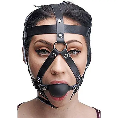 Master Series Leather Head Harness with Ball Gag Master Series Leather Head Harness with Ball Gag