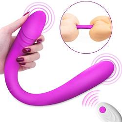 Double Dildo Vibrator - BOMBEX Eden Remote Double-Ended Dildo with 7 Vibration Modes for Couples, Dual Motors Silicone Rechargeable Anal G-spot Stimulator for Men Women