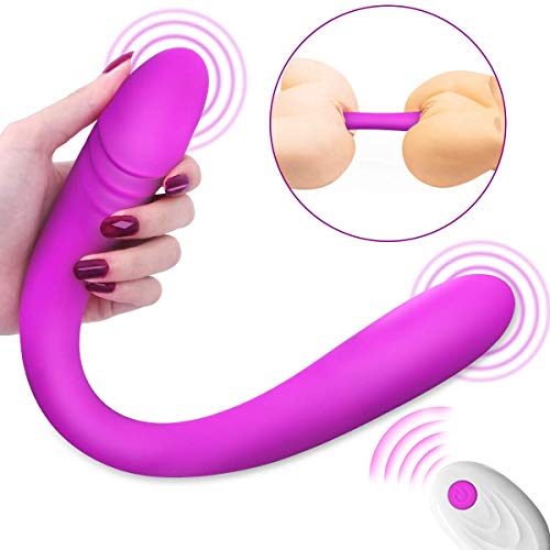 Double Dildo Vibrator - BOMBEX Eden Remote Double-Ended Dildo with 7 Vibration Modes for Couples, Dual Motors Silicone Rechargeable Anal G-spot Stimulator for Men Women