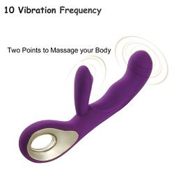 G Spot Rabbit Vibrator Clitoris Stimulation, EVERFUN Waterproof Dildo Vibrator Clit Stimulator with 10 Vibration Modes Quiet Dual Motor for Women Rechargeable (Purple)