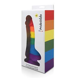 Pride Dildo - The 8" Silicone Rainbow Dildo With Balls & A Suction Cup