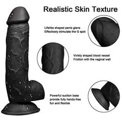 Heiyy 100% Waterproof 9.25 in Ď-Dîld`ɔ The Man Large Hands-Free Suction Cup Artificial Simulation Horse Non-Toxic Bouncy Massager (Color : Black)