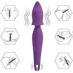 G Spot Clitoral Vibrator with Vibrating Nipple Clamp for Clitoris Stimulation,Waterproof Clit Stimulator with 7 Strong Vibration Modes Quiet Dual Motor (Purple G Spot Vibrator)