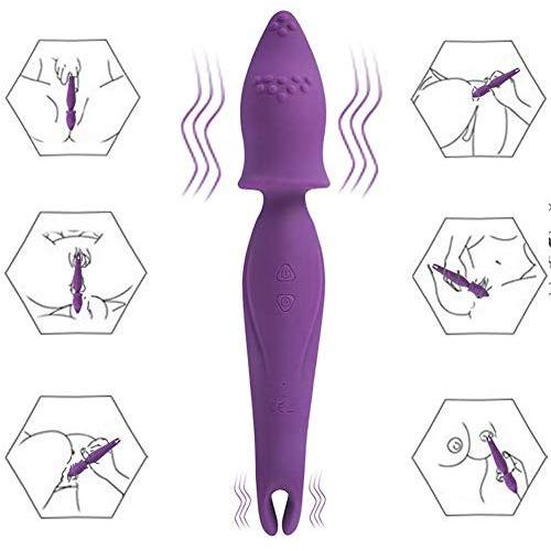 G Spot Clitoral Vibrator with Vibrating Nipple Clamp for Clitoris Stimulation,Waterproof Clit Stimulator with 7 Strong Vibration Modes Quiet Dual Motor (Purple G Spot Vibrator)