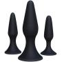 Silicone Butt Plug Kit by Healthy Vibes (3 Pack, Black) - Anal Sex Beginner Set Helps Train Rectum for More Comfortable Intercourse - Anal Toy with Suction Cup Base - Made of Medical-Grade Silicone