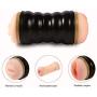 Pocket Pussy Male Masturbator Cup - 3D Realistic Masturbation Adult Sex Toys Vagina and Mouth with Teeth and Tongue Oral Masturabator Sleeve for Intense Stimulation, Black