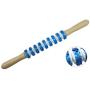 CERRXIAN Wooden Handle Body Massage Sticks Muscle Roller Stick Tool for Physical Therapy, Trigger Points,Relieve Pain (Silicone, Blue)