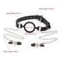 RYOZOCH SM Ball Gag Silicone with Chained Nipple Clamps O Ring Open Mouth Gag Adjustable Strap Bondage Harness Restraints RYOZOCH SM Ball Gag Silicone with Chained Nipple Clamps O Ring Open Mouth Gag Adjustable Strap Bondage Harness Restraints