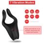 Waterproof Vibrating Cock Ring with 7 Powerful Vibration Modes, PALOQUETH Multifunctional G Spot Vibe Nipple Massager Penis Vibrator Perineum Stimulator for Couples Play, Rechargeable
