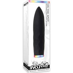 Evolved Novelties Powerful 7 Function Silicone Rechargeable Waterproof Light-up Base Bullet Vibrator, Black