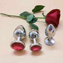 Batyuery 3 Pcs Crystal Amal Plug Round Shaped Base with Jewelry Butt Six Kit for Men Amal Play