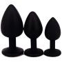 Anal Sex Trainer 3PCS Silicone Jeweled Butt Plugs, Eastern Delights Anal Sex Toys Kit for Starter Beginner Men Women Couples, Black