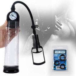 Male Handheld Pennis Vacuum Suction Pump with Pressure Gauge and Quick Release Valve 11 inch Tshirt Air Pressure Massage Device psbibra