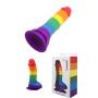 Pride Dildo - The 8" Silicone Rainbow Dildo With Balls & A Suction Cup