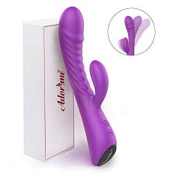 G Spot Rabbit Vibrator for Vagina and Clitoris Stimulation with 9 Strong Vibrating Modes, Adorime USB Rechargeable Clitoral Stimulating Dildo Vibrator for Women or Couples Fun with Waterproof Silicone