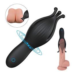 Male Vibrator 10 - Vibration Modes Male Masturbator Glans Massager G-Spot Adult Sex Toys Penis Head Vibrators and Charging Testis Clitoris Nipple Stimulator for Couple(Black)