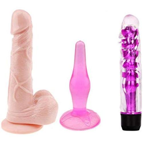 Sex Talk 3PC Realistic Dildos 7 Inch Flexible Huge Penis And Anal Waterproof Dildo Vibrator And Strong Suction Cup Sex Products for Women