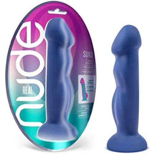 8" Realistic Sensa Feel Dual Density Dildo - Platinum Silicone - Ridged Cock Dong - Suction Cup Harness Compatible - Sex Toy for Women - Sex Toy for Adults (Indigo)