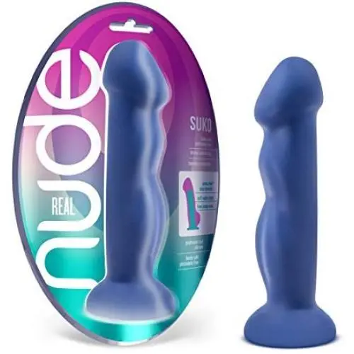 8&quot Realistic Sensa Feel Dual Density Dildo - Platinum Silicone - Ridged Cock Dong - Suction Cup Harness Compatible - Sex Toy for Women - Sex Toy for Adults (Indigo)