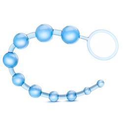 Soft Flexible Jelly 10 Bead Vaginal and Anal Beads - Sex Toy for Men and Women -Blue