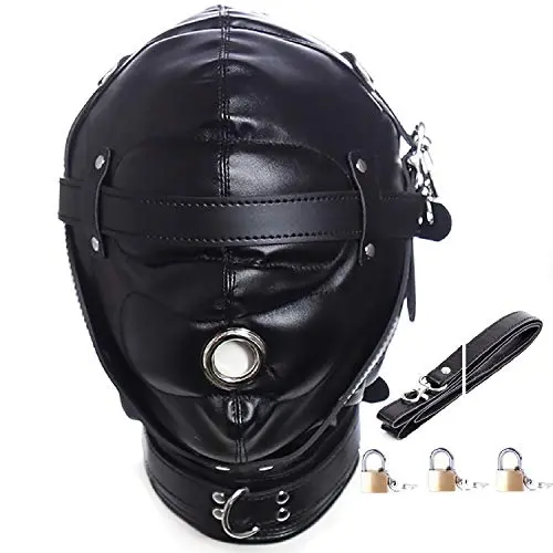 Leather Bondage Gimp Mask Hood, Black Full Face Blindfold Breathable Restraint Head Hood, Sex Toys, for Unisex Adults Couples, BDSM/LGBT Cosplay Restraint Training Toy Fetish Mask Leather Bondage Gimp Mask Hood, Black Full Face Blindfold Breathable Restraint Head Hood, Sex Toys, for Unisex Adults Couples, BDSM/LGBT Cosplay Restraint Training Toy Fetish Mask