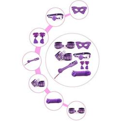 kanersty 7Pcs Faux Leather Purple Handcuffs Adult Restrictions Sex Toy Games Bondage Set