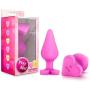 Play with Me - Naughty Candy Heart - Be Mine - Smooth Satin Finish Heart Shaped Bottom Anal Butt Plug - Platinum Silicone - Sex Toy for Men and Women (Pink)