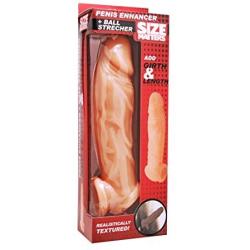 Size Matters Realistic Flesh Penis Enhancer Dildo and Ball Stretcher