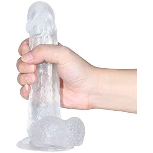 Saiksi 7.8" Lifelike Huge Dildo Realistic Penis Waterproof Sex Toys with Suction Cup Base & Balls 100% Satisfaction Guaranteed (clear)