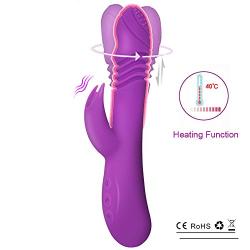 Heating Rabbit Clitoral Vibrator,G Spot Clit Vibrating Dildo Vibrators for Women with Thrusting & Vibration,Waterproof Clitoral G Spotter Stimulator Toys,Adult Sex Toys for Women and Couples