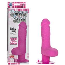 California Exotics Shower Stud Ballsy Dong Pure Skin Vibrating Dildo Waterproof, Pink, 5 Inch