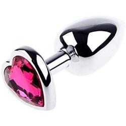 Love Fire heart Jeweled Steel Anal Butt Plugs Anal Trainer Toys BDSM Toys For Women Men Couples with Premium Pouch Included-1PC