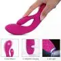 Rabbit G-Spot Dildo Vibrator Vagina Clitoris Stimulator for Women, IMIMO Rechargeable Vibrating Silicone Rabbit Vibe Adult Sex Toys with LED Multicolor Light on Diamond Patterned Textured Base